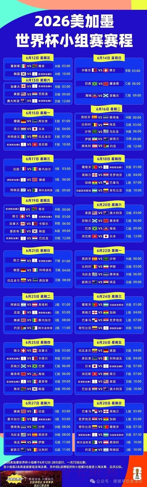 2026世界杯完整赛程官方发布最新时间表怎么查